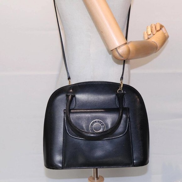 CELINE Hand Bag Leather 2way Black Gold Auth 85493 - Picture 3 of 16
